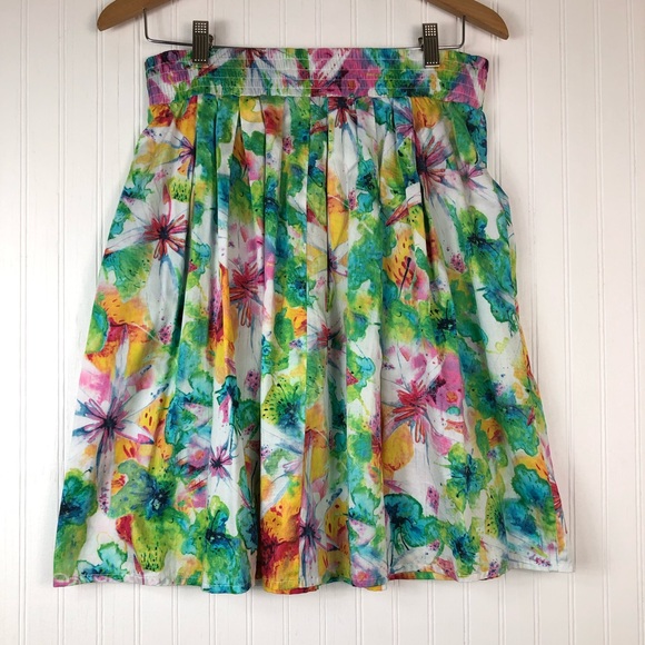 Vassalli Women's Multicolor Floral A-Line Skirt Sz 10 - Picture 7 of 9